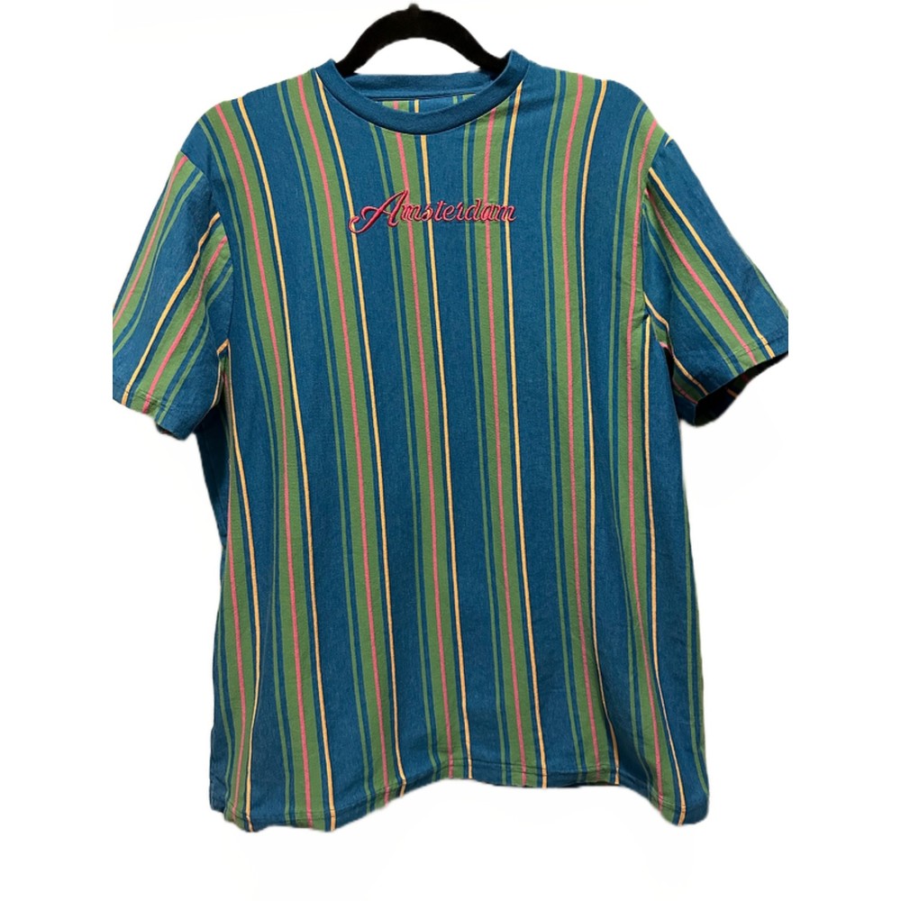 VSTR Premium Multi Colored T-Shirt Size L Amsterdam Spell Out
